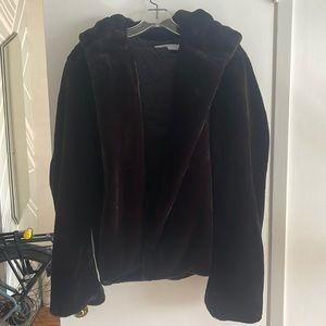 Faux fur black hooded jacket
